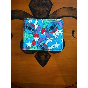 Buckle-Down Disney Stitch Holiday Bifold Wallet Blue Naughty Star Print Lilo